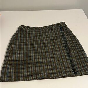 Talbots Checkered Mini Skirt - Olive and Navy
